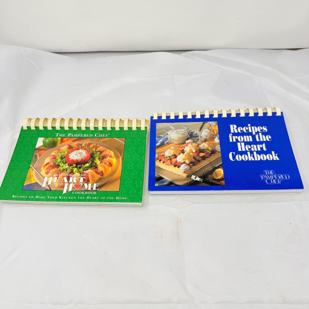Pampered Chef Cookbook Set Kitchen Heart of the Home Recipes from the Heart 2pc